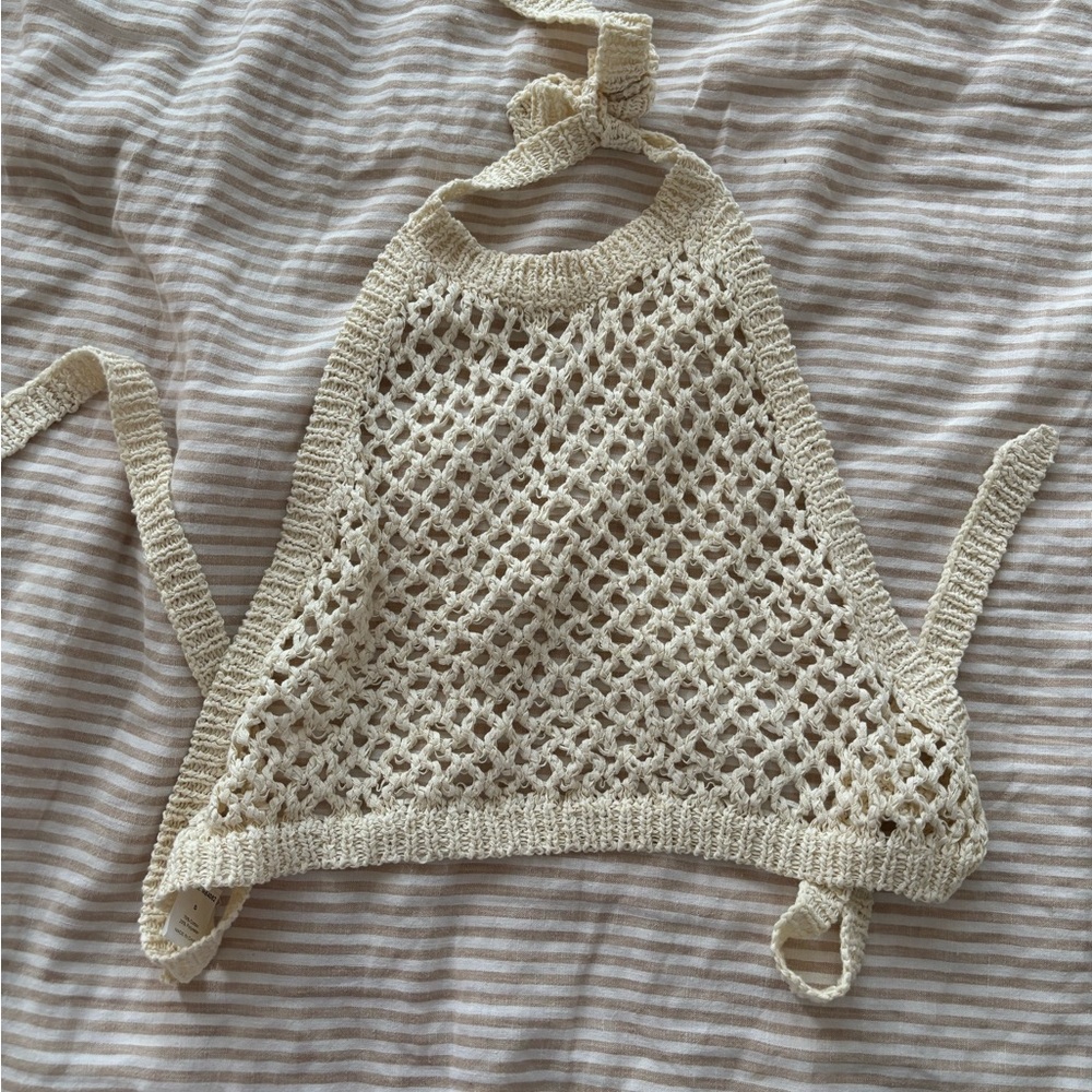 Monday Swimwear Crochet Halter Top in Ivory